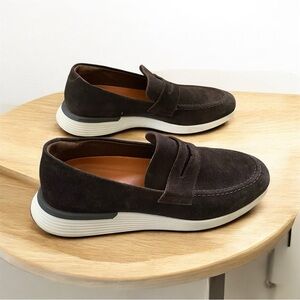 Wolf & Shepherd Men’s Brown & White Loafer Suede Leather Size 10.5